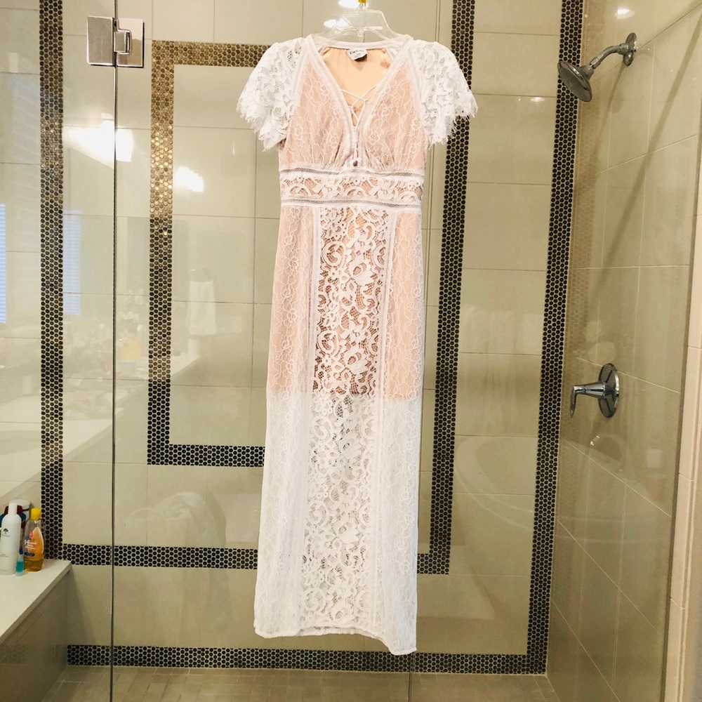 BEBE lace maxi dress